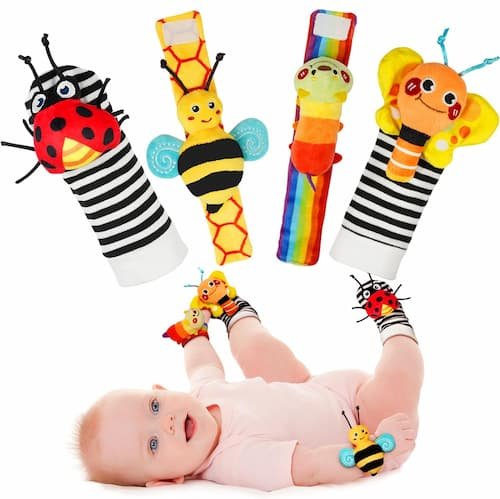 Infinno Baby Wrist Rattle Socks and Foot Finder Set