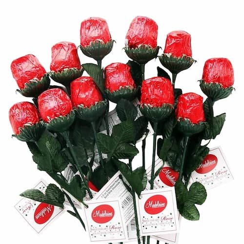 Madelaine Chocolate One Dozen Red Sweetheart Roses