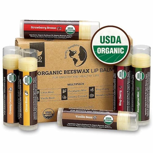 USDA Organic Lip Balm 6-Pack by Earth's Daughter