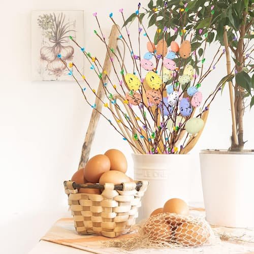 Shitailu Artificial Easter Spray Vine with Pastel Easter Eggs and Berries